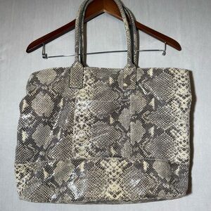 Halogen Snake-Print Tote Bag in Neutral Beige and Black